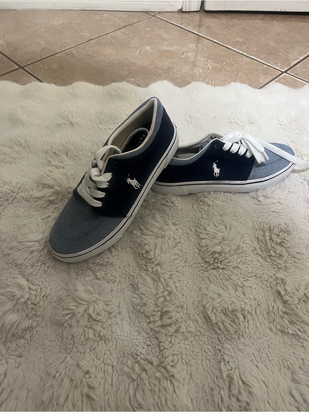 Polo by Ralph Lauren Kids Two-Tone Navy & Light Blue Canvas Sneakers